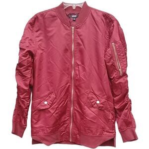 Jackson Men's Bomber Jacket Slim Fit Burgundy Size XS Full Zip Ribbed Collar
